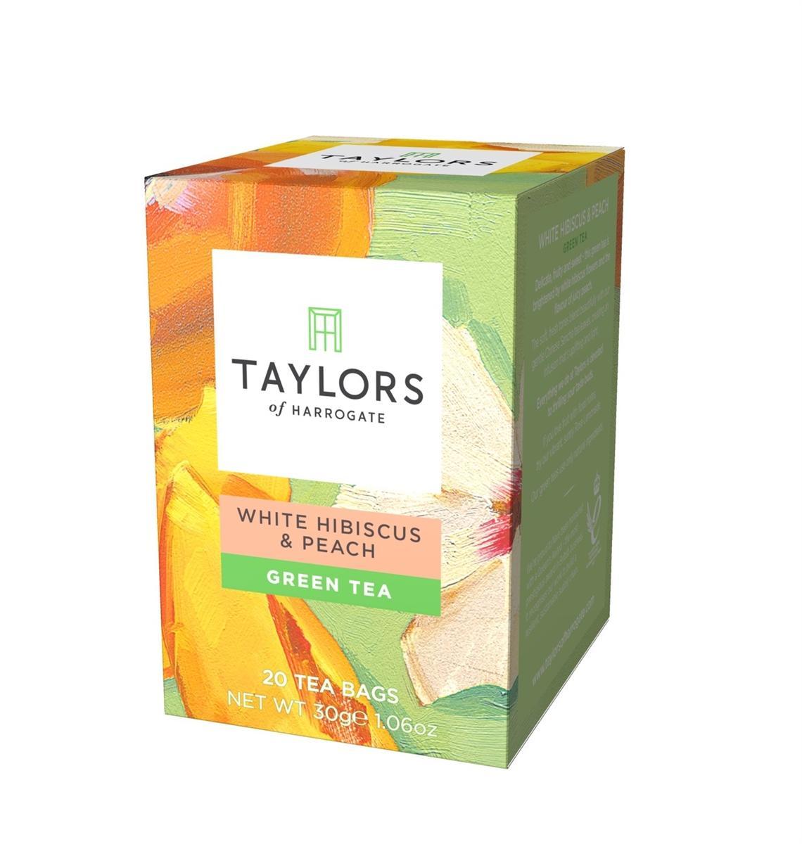 Taylors of Harrogate - Creations White Hibiscus & Peach Green Tea - 20 Wrapped Tea Bags