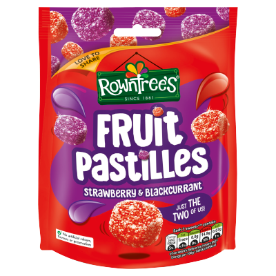 Rowntrees -  Fruit Pastilles  Strawberry and Blackcurrant 150g