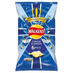 Walkers Crisps - Cheese & Onion, 6x25g pack