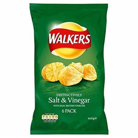 Walkers Crisps - Salt Vinegar 6pk x 25g