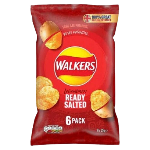 Walkers Crisps - Ready salted 6pk x 25g