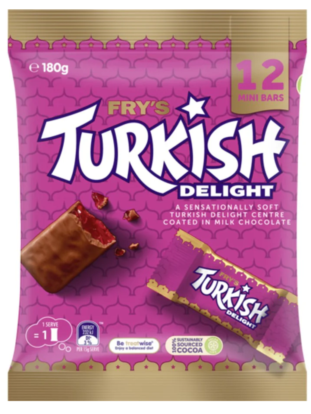 Fry's Turkish Delight Share pack 12 Mini bars 180g